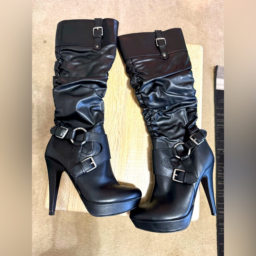 Guess 4 inch platform high heel boots zip up Trendy Viral Dancer knee high heels